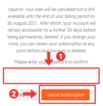 Influencer Marketing – Confirm cancel account subscription