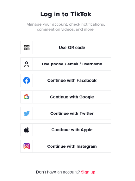 Hashtag Aggregator – TikTok log in