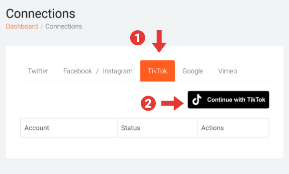 User Generated Content Aggregator – Sign in to connect TikTok account 