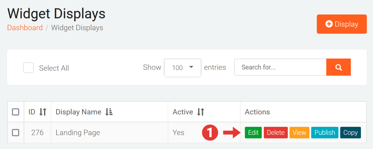 Editing a Widget Display