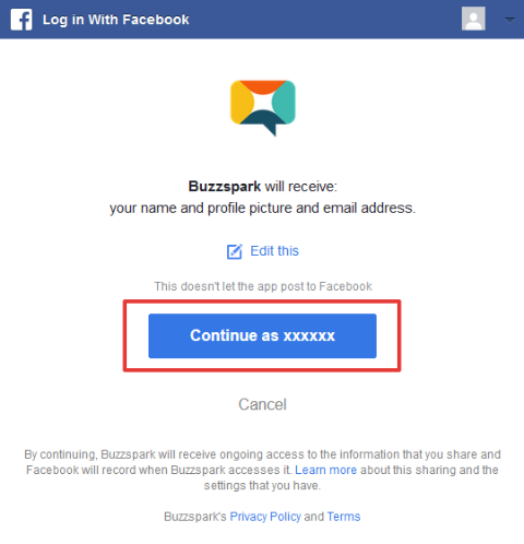 Facebook login