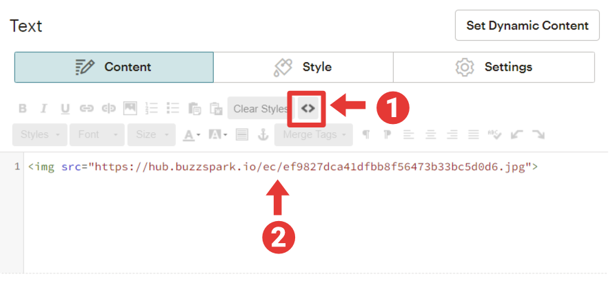 Mailchimp classic builder - text block editor