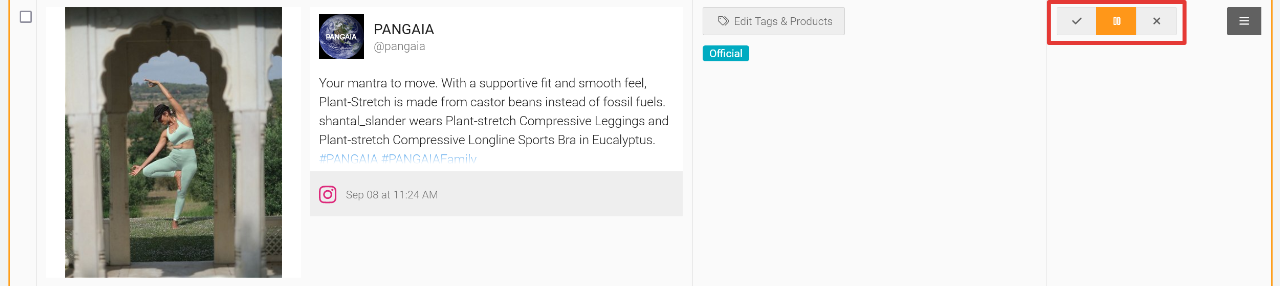 Publish, Queued and Disabled buttons for changing a Tile's Status