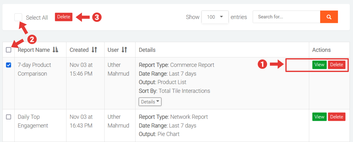 Visual Marketing – Editing and saving previously saved report 
