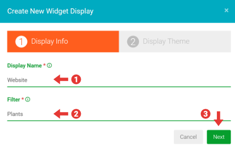 UGC Widget Display Wizard - Step 1