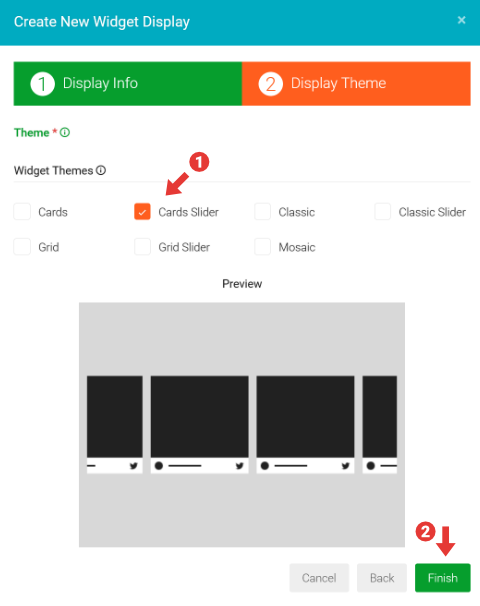 UGC Widget Display Wizard - Step 2